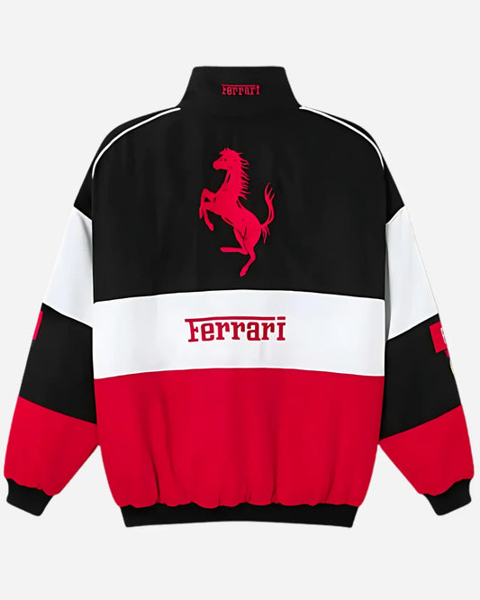 Tri-Colour Ferrari F1 Vintage Racer Jacket | Classic Racing Style l Unisex