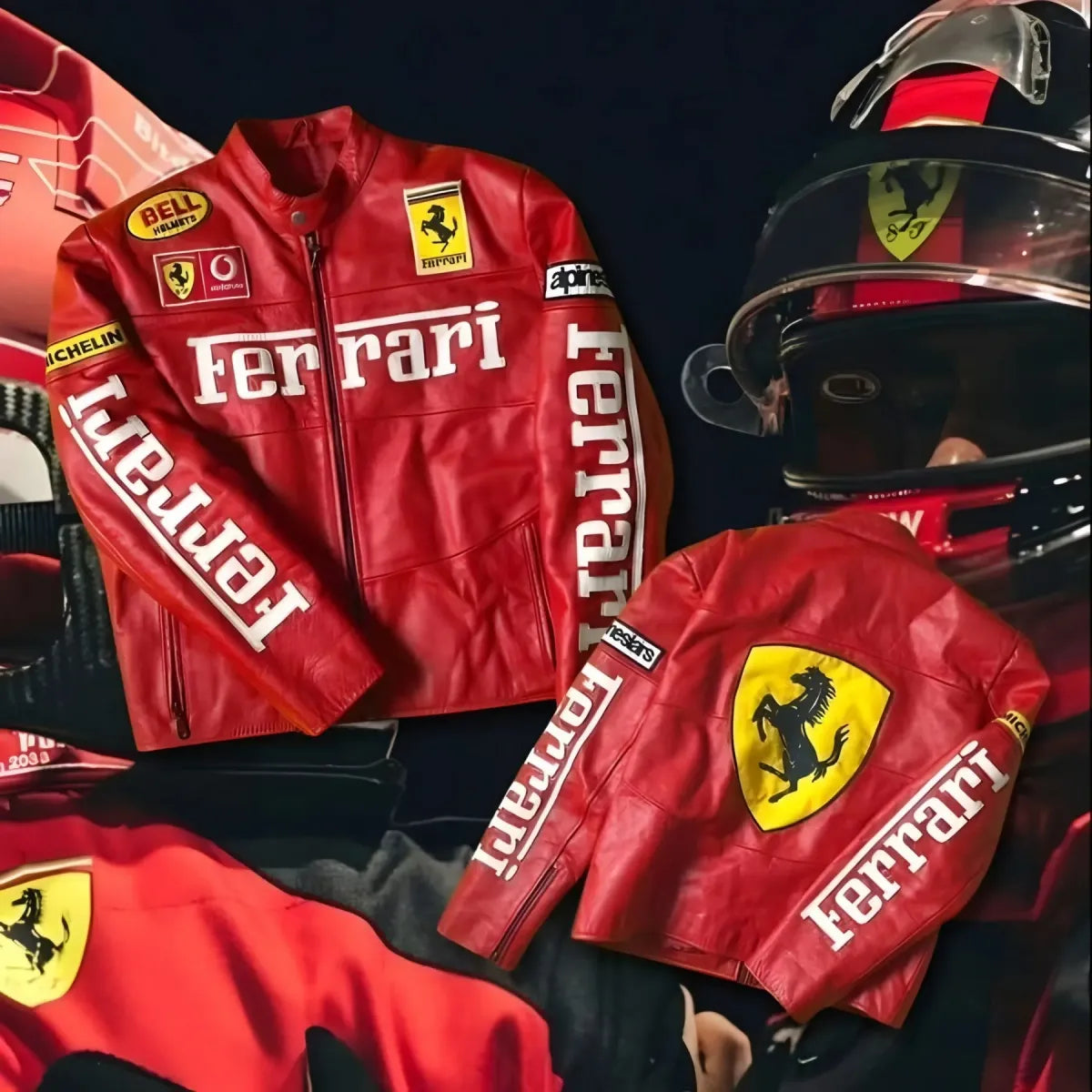 Generic Ferrari Jacket Red Leather Premiun Ferrari Jacket for Men & Women – valorwear